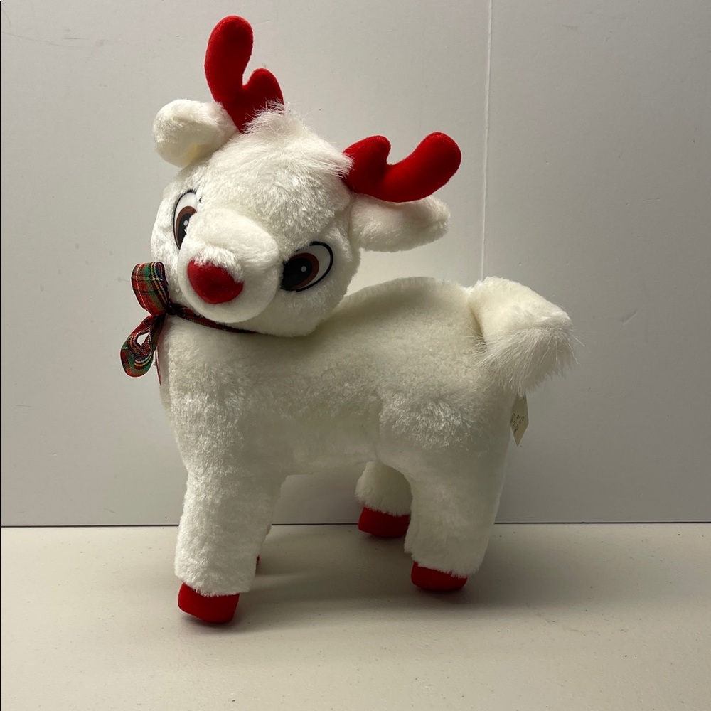 Vintage Rudolph the Red Nosed Reindeer Plush White Goffa VTG Christmas Toy Decor